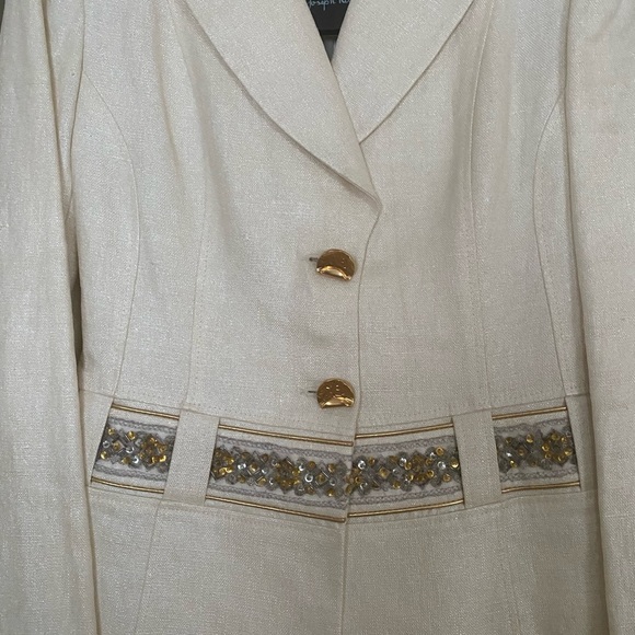 2 piece off white metallic shine pant and jacket. - Picture 3 of 5